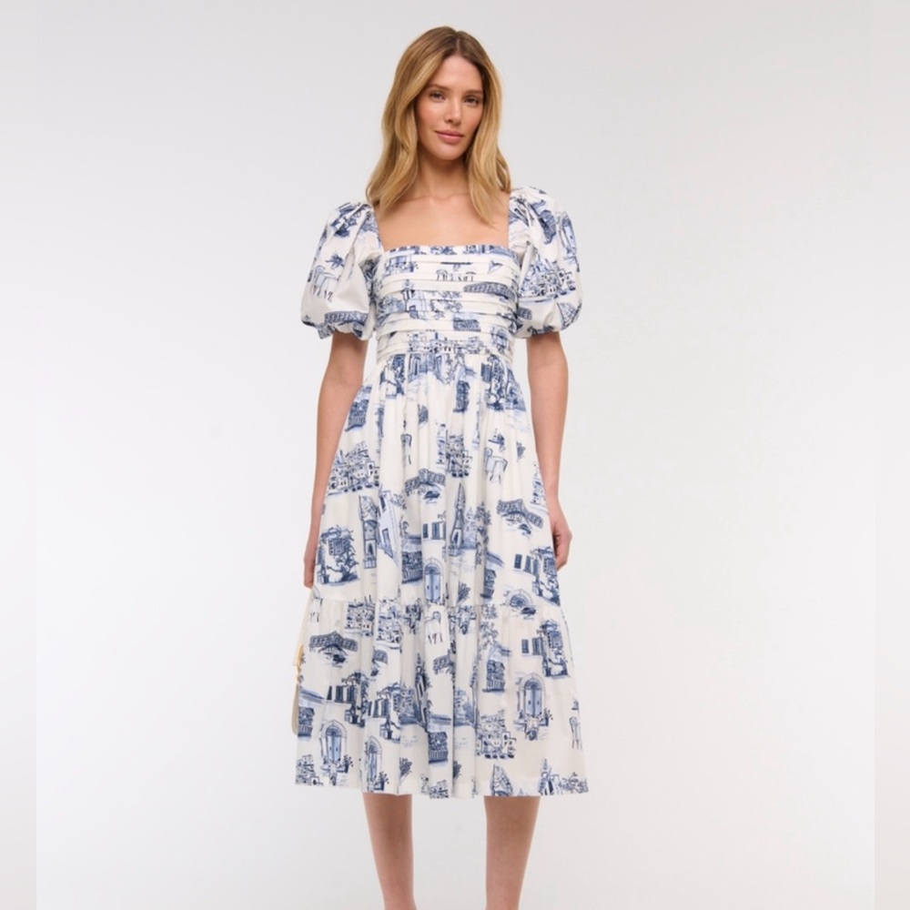 Abercrombie & Fitch puff sleeve midi dress